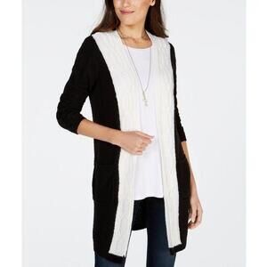 NWT Style & Co Cardigan Cable-Knit Black S